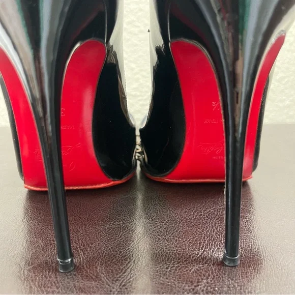 100% Authentic Christian Louboutin Black Spike Bareta 100 Pumps Women Size 6.5 - Picture 4 of 8